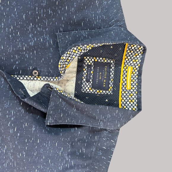 Cactus Man Men's Navy Blue Long Sleeve Button-Up Shirt With Speckled Design XL - Picture 8 of 12